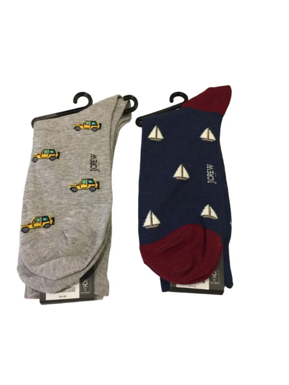 J Crew Men's Crew Socks OSFM Jeep Sailboats Set of 2